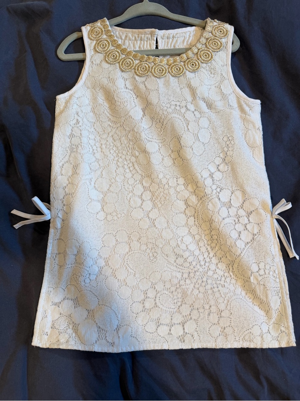 Lilly Pulitzer white dress size 4T with Gold Beaded Collar